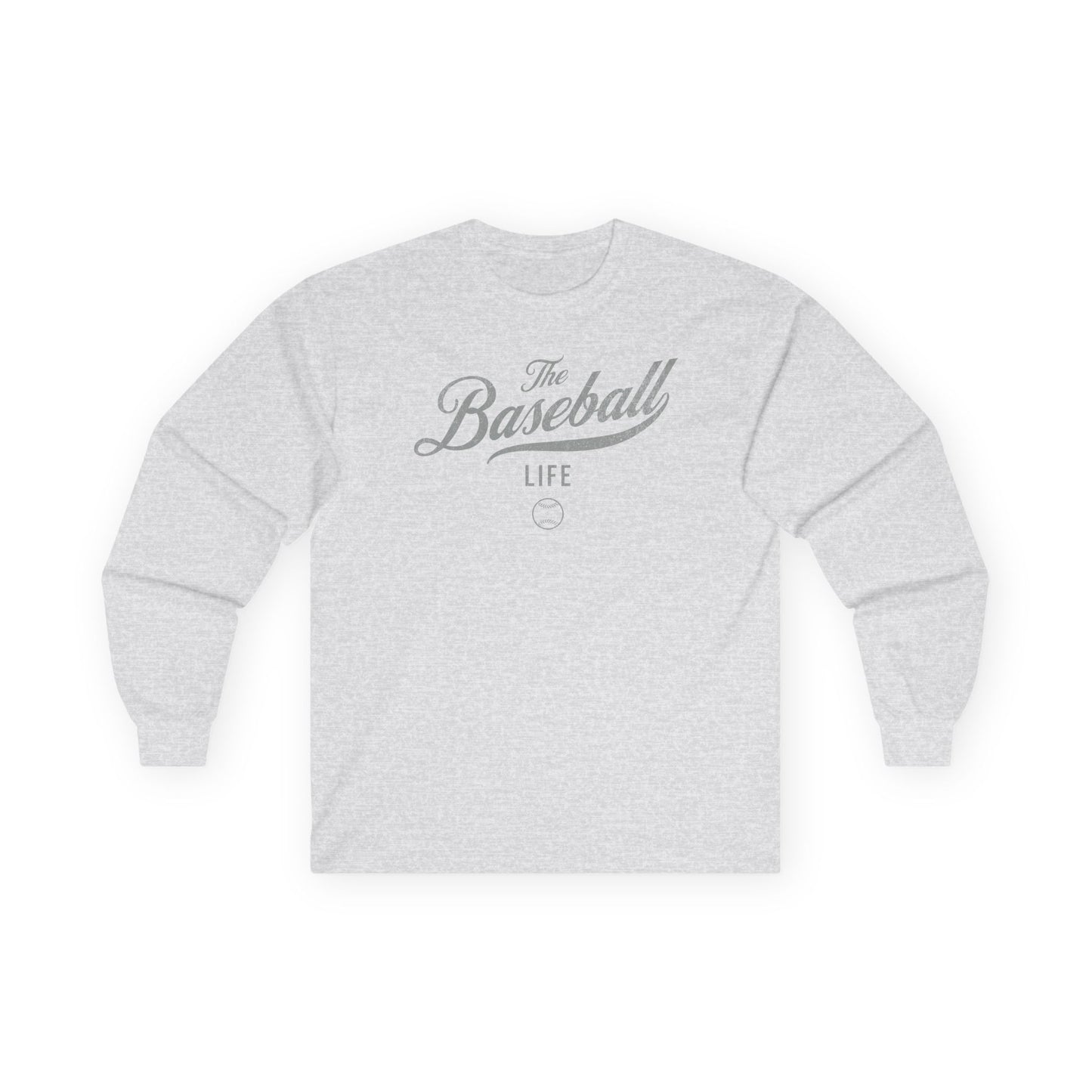 The Baseball Life Long Sleeve T-Shirt_Silver Gray Print