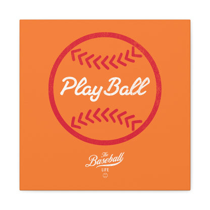 Play Ball Graphic Baseball Wall Art Canvas_Orange