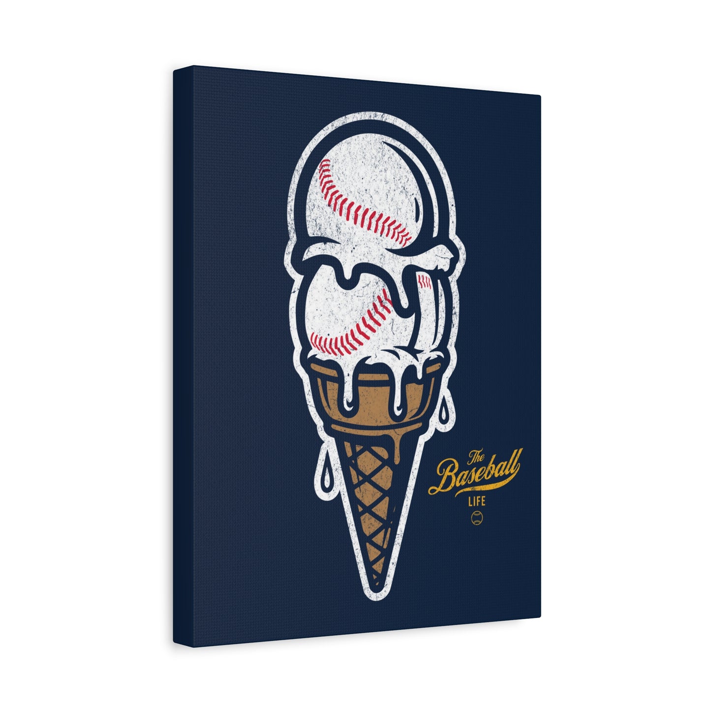Baseball Ice Cream Cone Wall Art Canvas_Navy