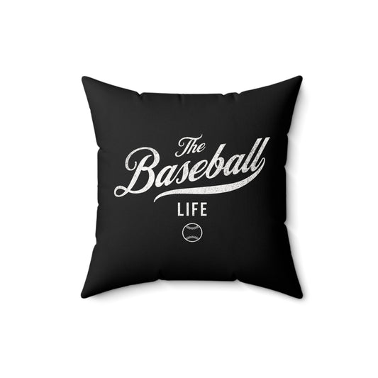 The Baseball Life Accent Pillow_Black w White Print