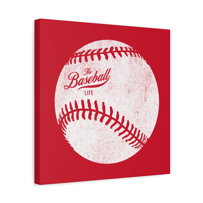 Weathered Baseball Wall Art Canvas_Red