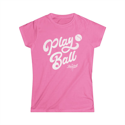 Women's Play Ball Script Baseball T-Shirt