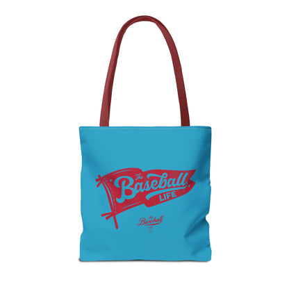Vintage Pennant Tote Bag_Red Print on Turquoise