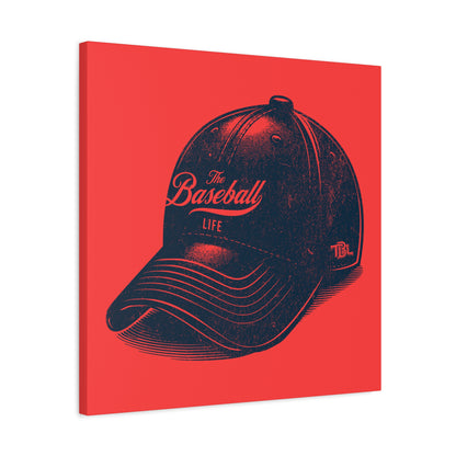 The Baseball Life Ball Cap Wall Art Canvas_Coral Red