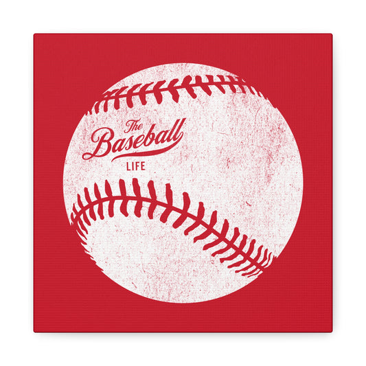 Weathered Baseball Wall Art Canvas_Red