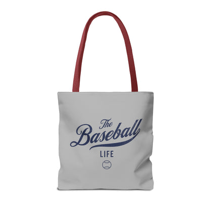 The Baseball Life Tote Bag_Gray w Navy Print