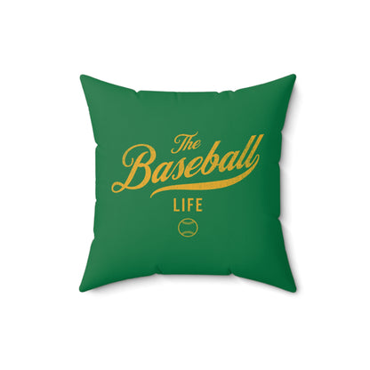 The Baseball Life Accent Pillow_Green w Yellow Print