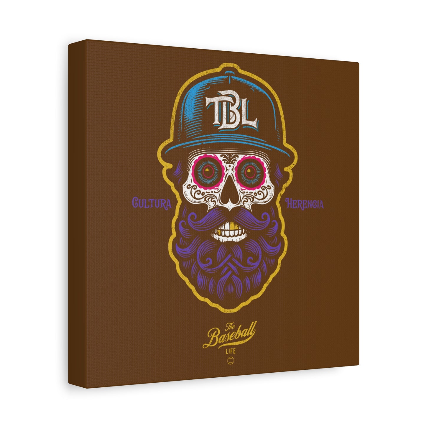 Beisbol Sugar Skull Series_Player 2  Wall Art Canvas_Brown