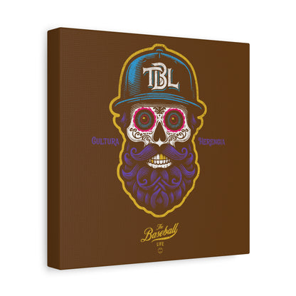 Beisbol Sugar Skull Series_Player 2  Wall Art Canvas_Brown