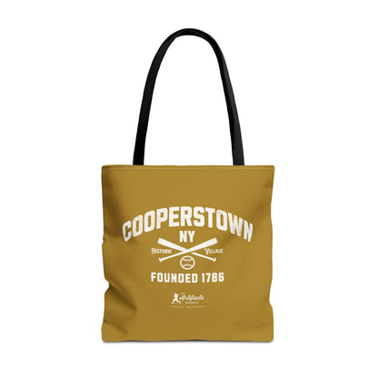 Cooperstown, NY Tote Bag_Old Gold w White Print