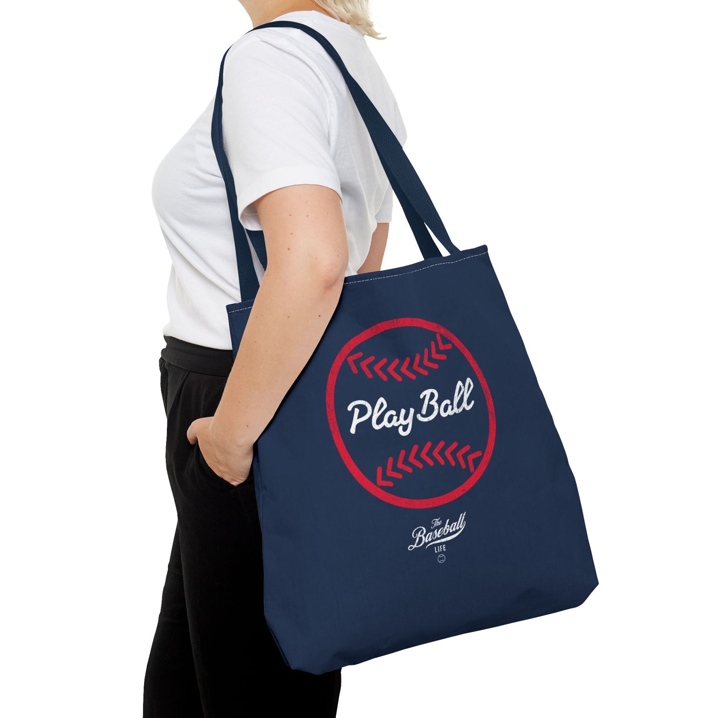 Baseball Icon Play Ball Tote Bag_Navy