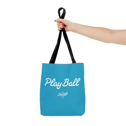 Play Ball Tote Bag_Turquoise with White Print