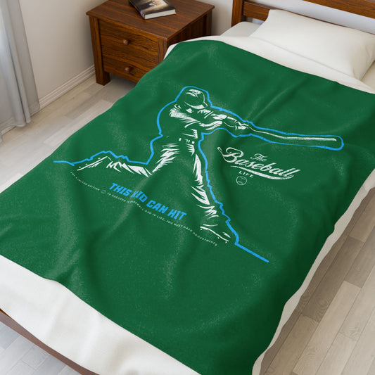 Velveteen Plush Blanket_This Kid Can Hit_Green