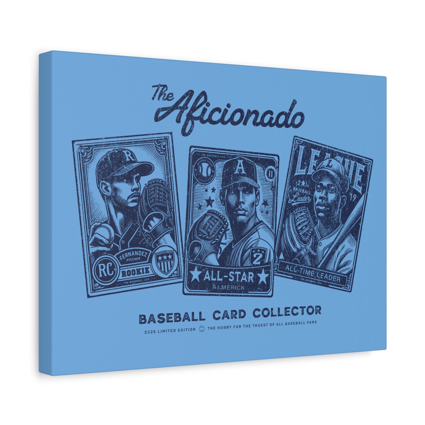 The Aficionado Baseball Card Collector Wall Art Canvas_Carolina Blue