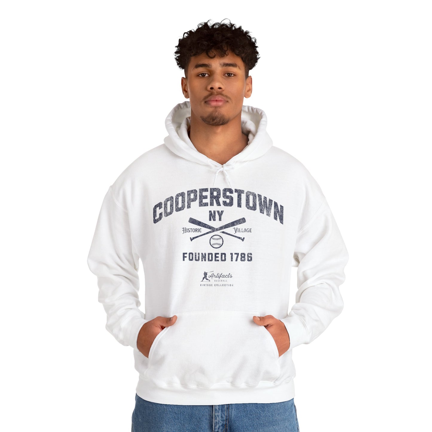 Cooperstown, NY Hoodie - Navy Print