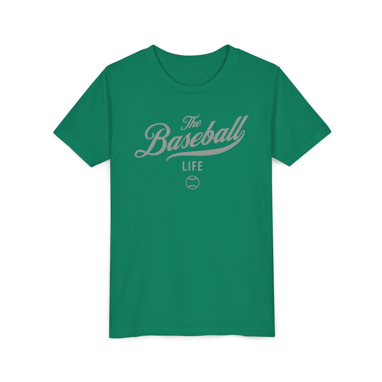 Youth The Baseball Life Classic Script T-Shirt_Silver Gray Print