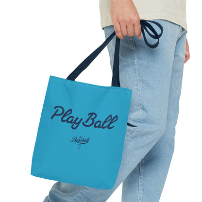 Play Ball Tote Bag_Turquoise with Navy Print