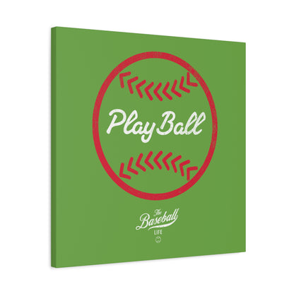 Play Ball Graphic Baseball Wall Art Canvas_Grass Green
