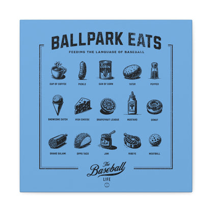 Ballpark Eats_Feeding the Language of Baseball Wall Art Canvas_Carolina Blue