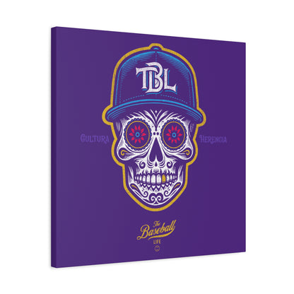 Beisbol Sugar Skull Series_Player 1  Wall Art Canvas_Purple