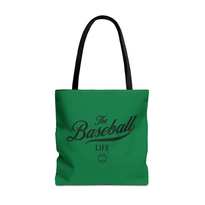 The Baseball Life Tote Bag_Green w Black Print