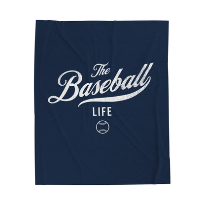Velveteen Plush Blanket_Navy with White Print