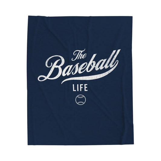 Velveteen Plush Blanket_Navy with White Print