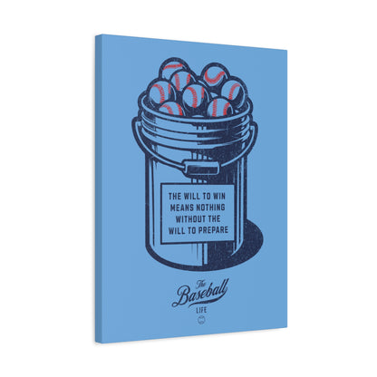 Bucket of Balls (The Will To Prepare) Wall Art Canvas_Carolina Blue Vertical