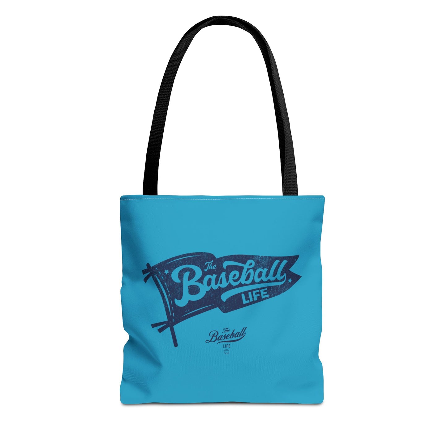Vintage Pennant Tote Bag_Navy Print on Turquoise