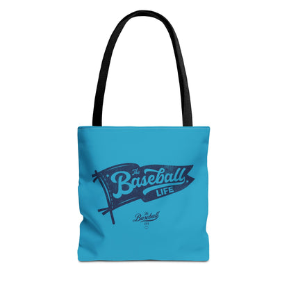 Vintage Pennant Tote Bag_Navy Print on Turquoise