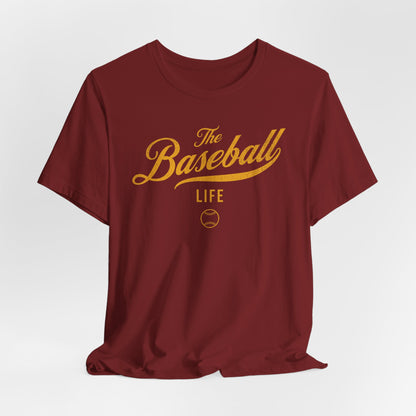 The Baseball Life Classic Script T-Shirt_Yellow Gold Print