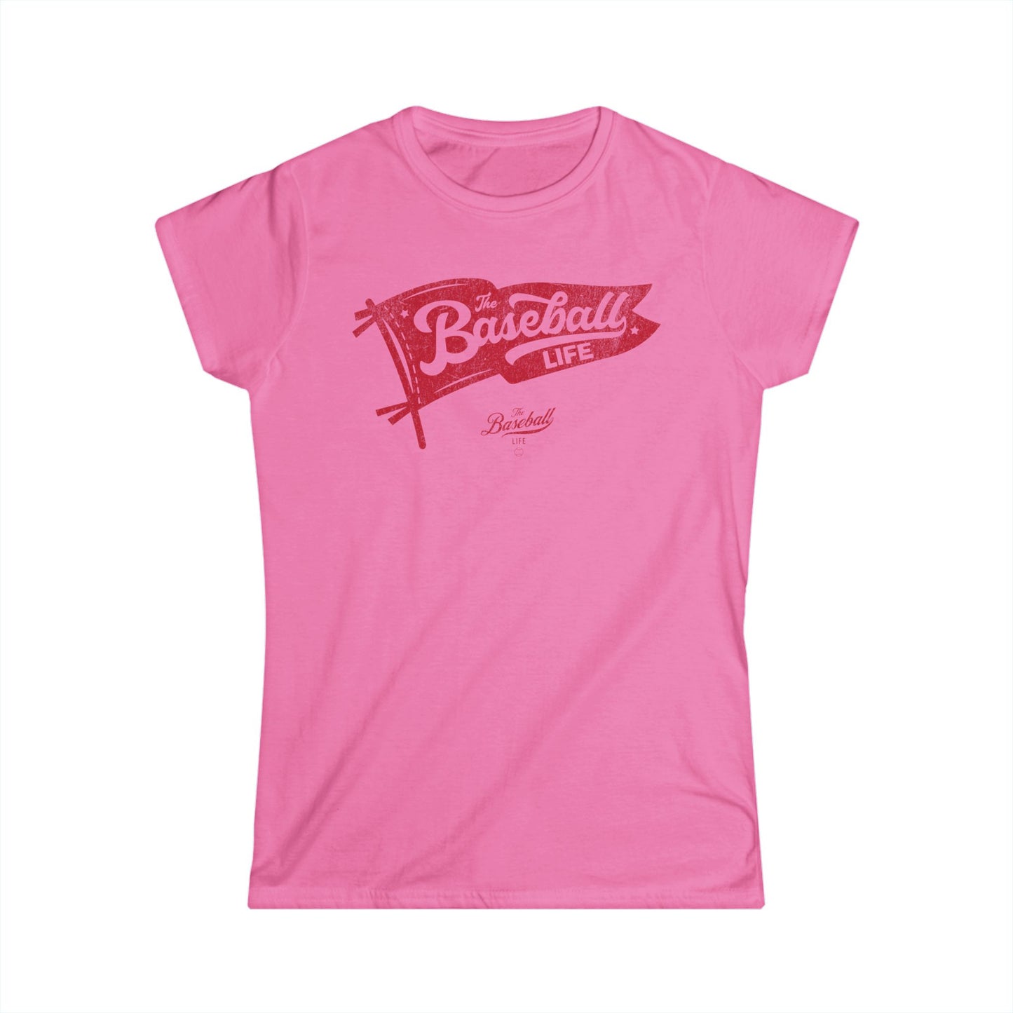 Women's Vintage Baseball Pennant T-Shirt - Red Print
