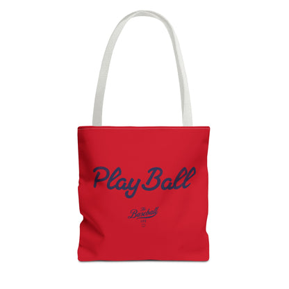 Play Ball Tote Bag_Red with Navy Print