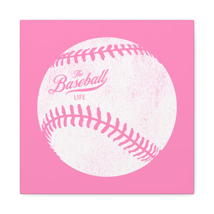 Weathered Baseball Wall Art Canvas_Bubble Gum Pink