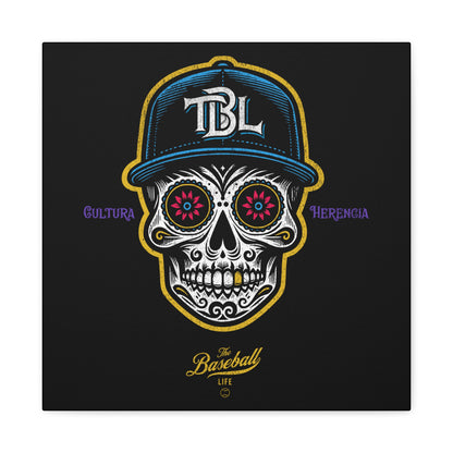 Beisbol Sugar Skull Series_Player 1  Wall Art Canvas_Black
