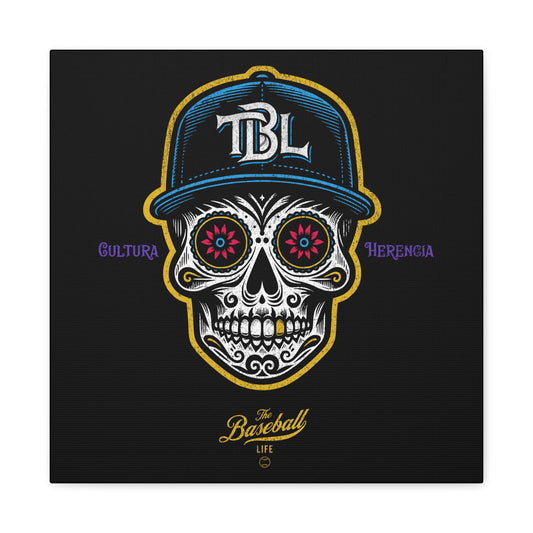 Beisbol Sugar Skull Series_Player 1  Wall Art Canvas_Black