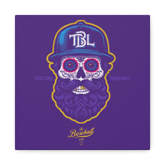 Beisbol Sugar Skull Series_Player 2  Wall Art Canvas_Purple