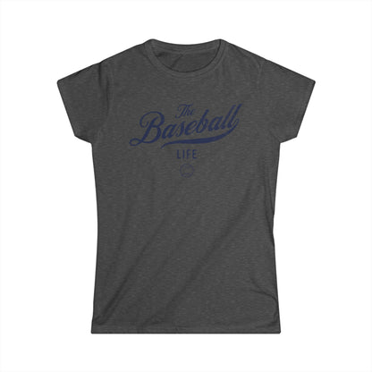 The Baseball Life Classic Script Tee_Women's_Navy Print