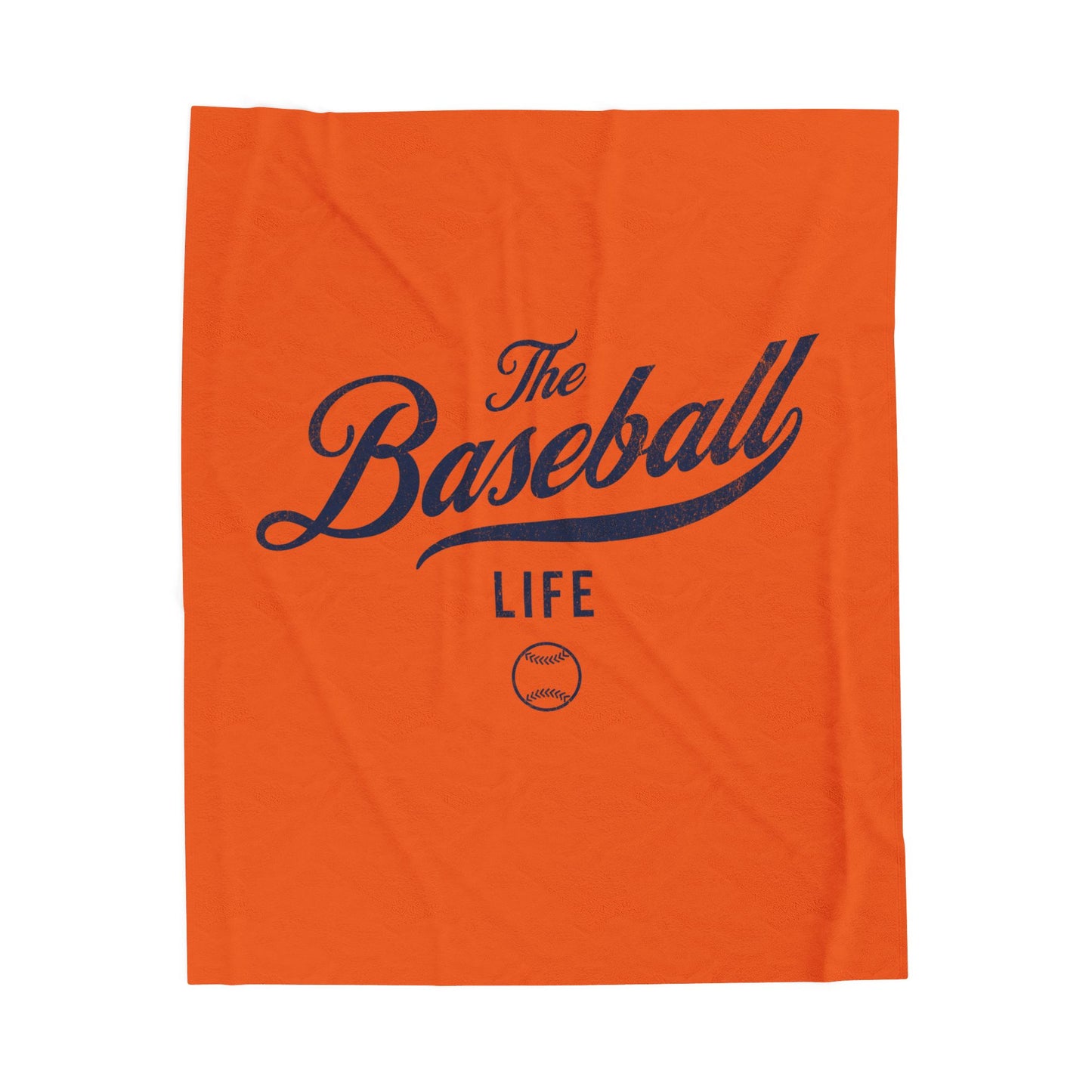 Velveteen Plush Blanket_Orange with Navy Print