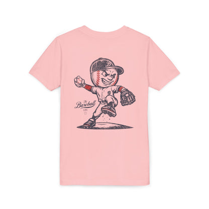 Youth Mr. Baseball Mascot Pitching T-Shirt