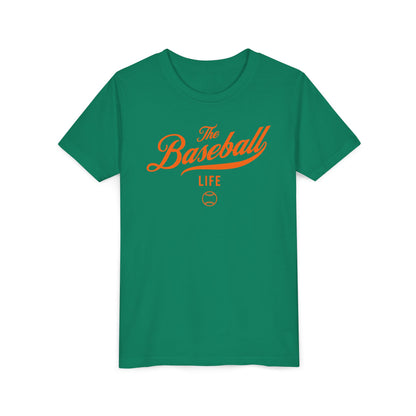 Youth The Baseball Life Classic Script T-Shirt_Orange Print