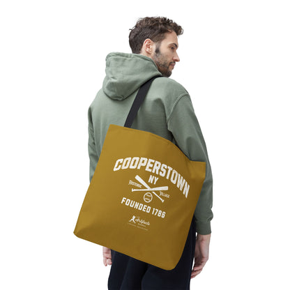 Cooperstown, NY Tote Bag_Old Gold w White Print