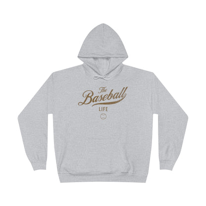 The Baseball Life Hoodie w/Grommets_Old Gold Print