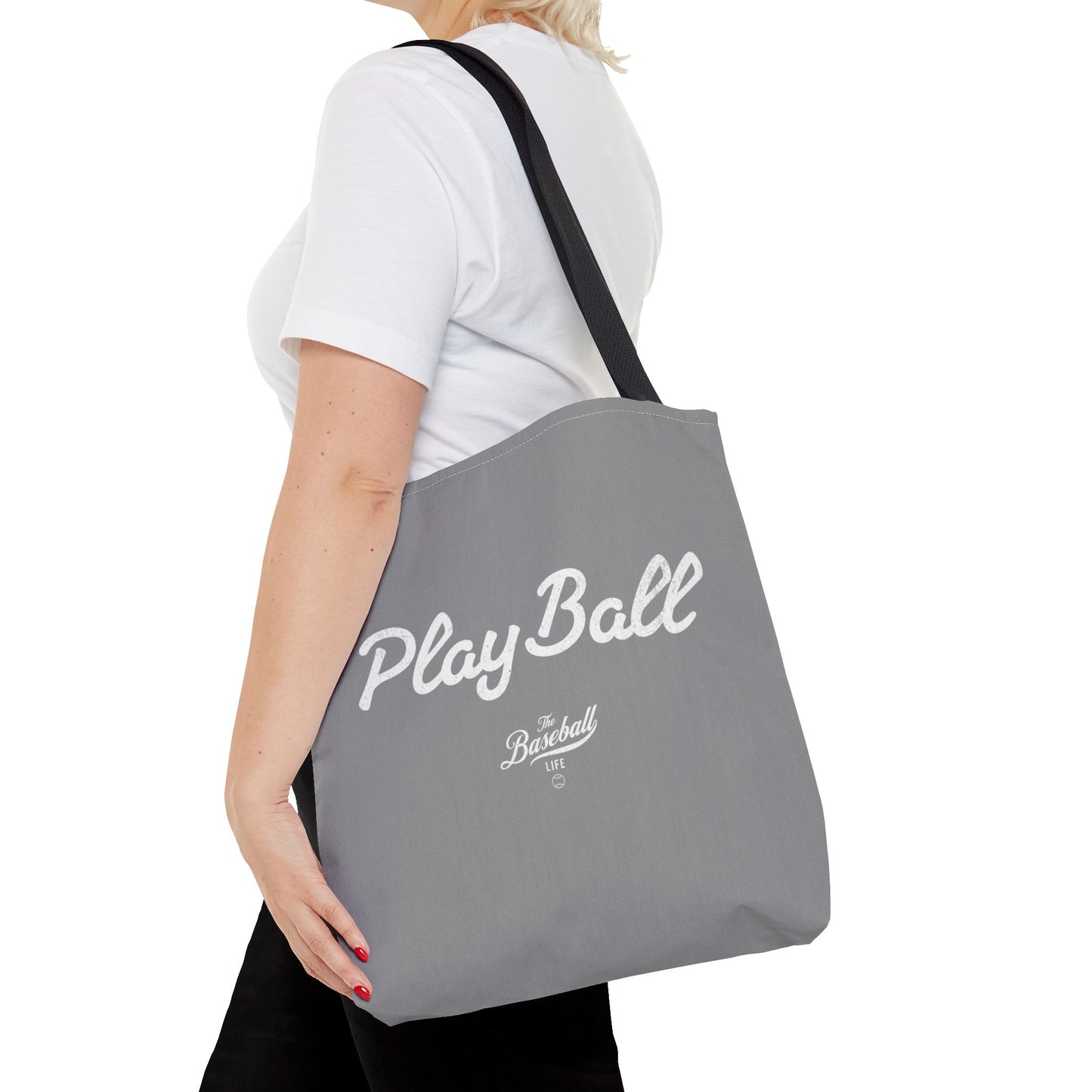 Play Ball Tote Bag_Gray with White Print
