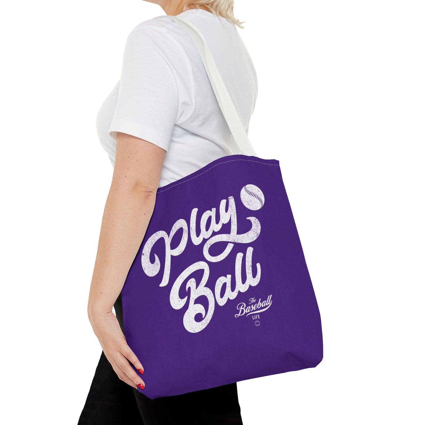 Play Ball Script Tote Bag_Purple