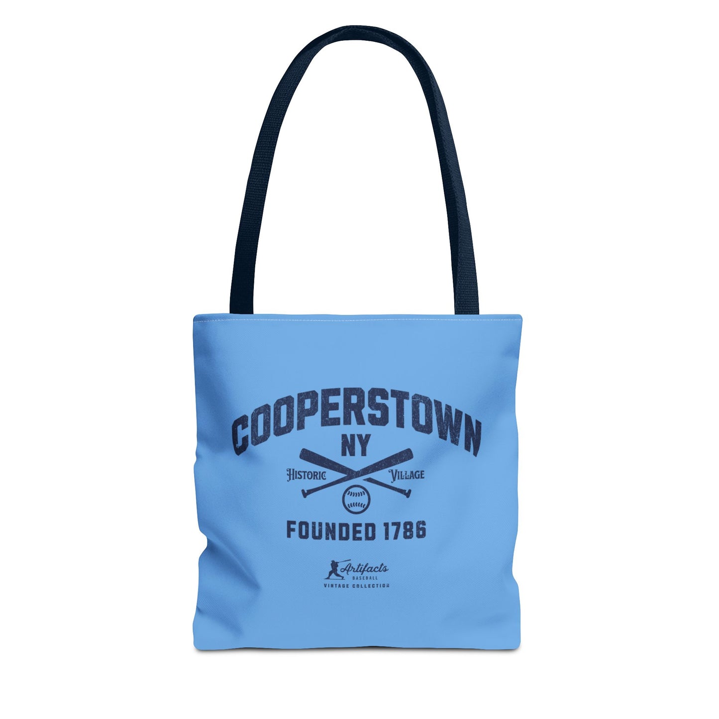 Cooperstown, NY Tote Bag_Carolina Blue w Navy Print