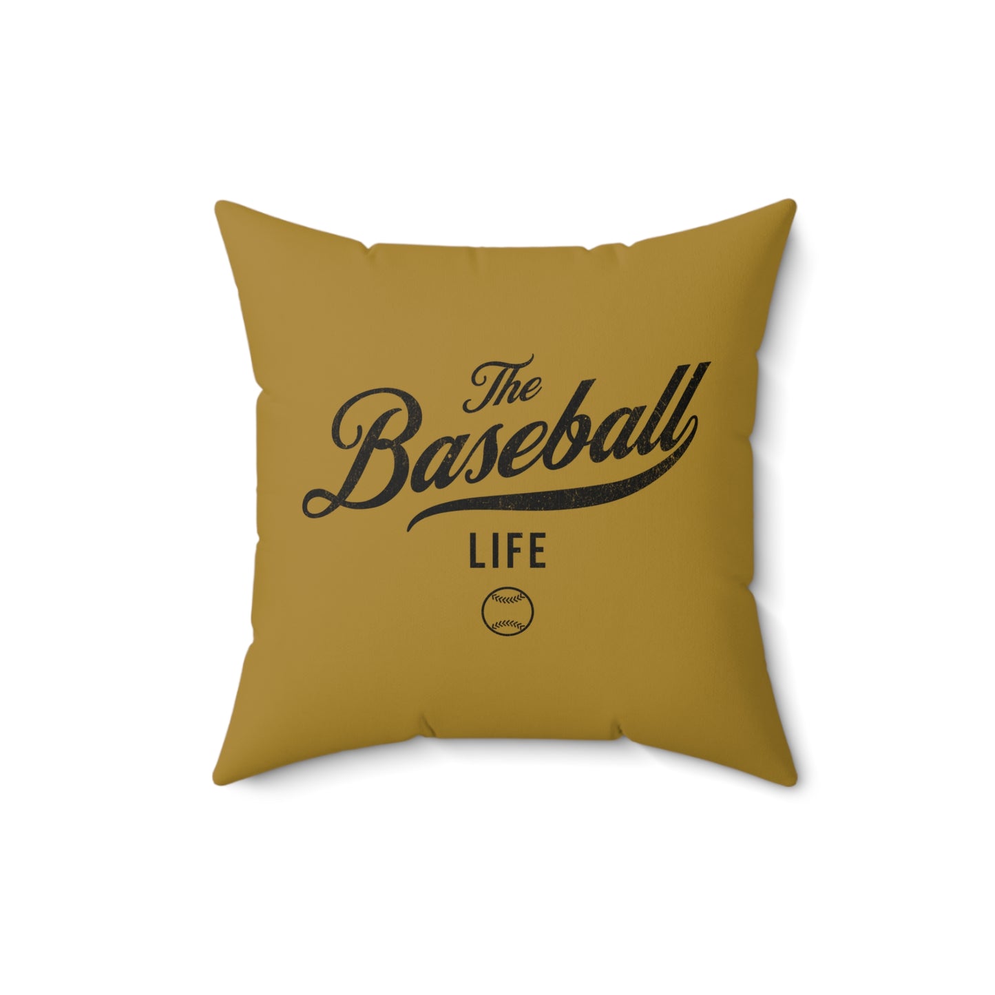 The Baseball Life Accent Pillow_Old Gold w Black Print