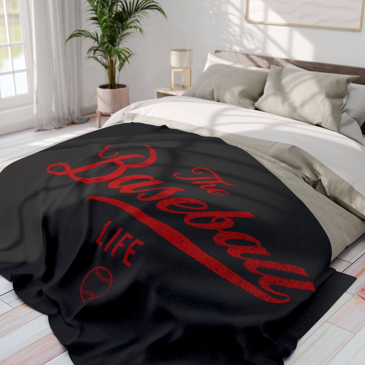 Fleece Blanket_Black w Red Print