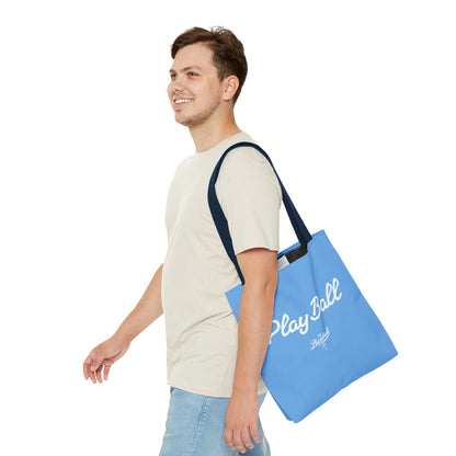 Play Ball Tote Bag_Carolina Blue with White Print