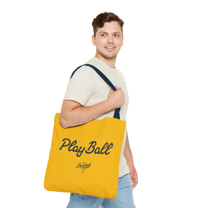 Play Ball Tote Bag_Yellow Gold with Navy Print